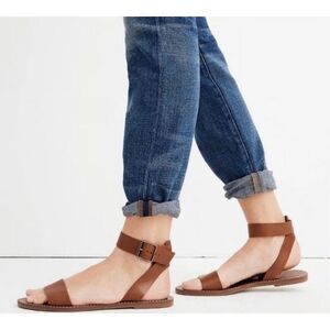 Madewell Boardwalk leather ankle strap brown sandals women's Size 10